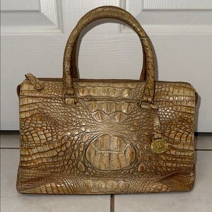 Brahmin Tan Croc-Embossed Satchel
